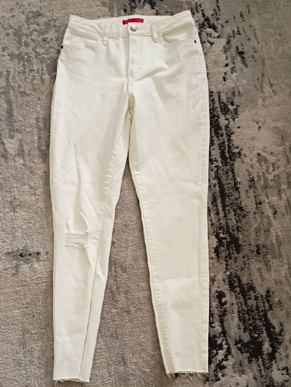 Jennifer Lopez Cream High-Waist Skinny Jeans